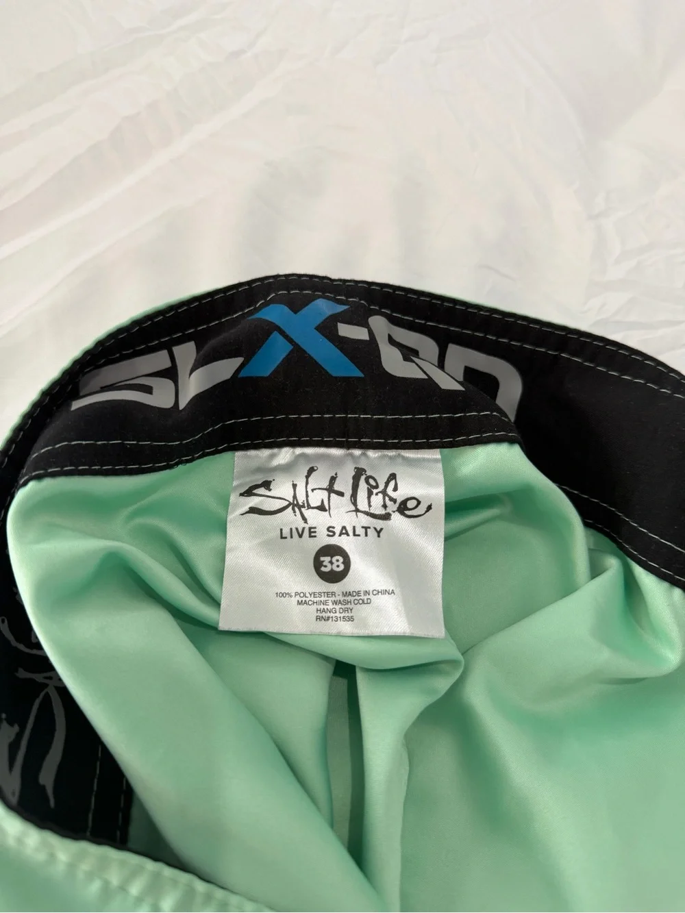 Salt Life Mint Green Swim Trunks with Black Waistband